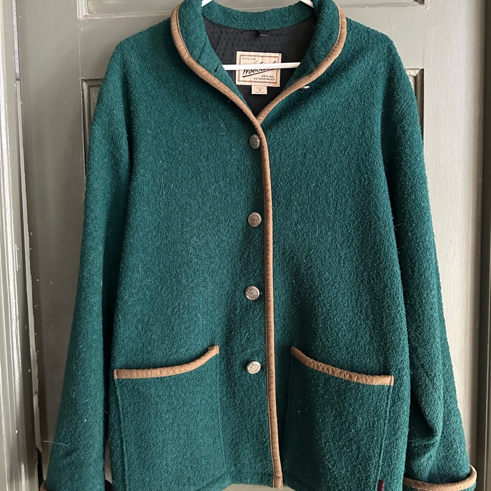 Woolrich Teal Jacket with tan/brown accents - Hobbit coat!